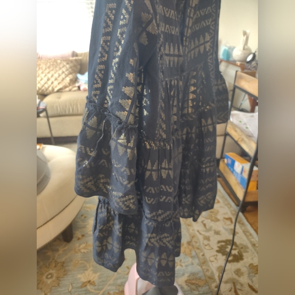 NWOT Anthropologie Ana Blue and Gold Resort Mini Dress - Medium - Picture 7 of 10